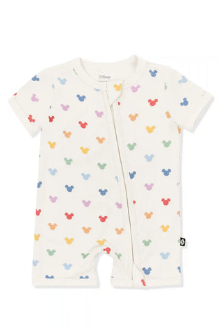Zipper Shortall Romper in Pastel Mickey Mouse