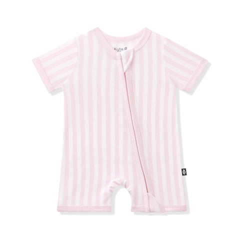 Zipper Shortall Romper in Small Sakura Stripe