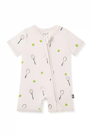 Zipper Shortall Romper in Tennis