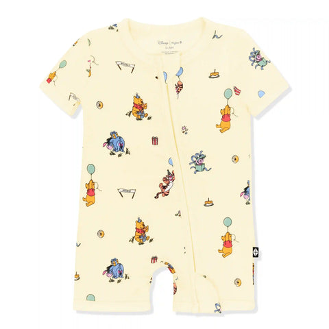 Zipper Shortall Romper in Winnie the Pooh Celebration