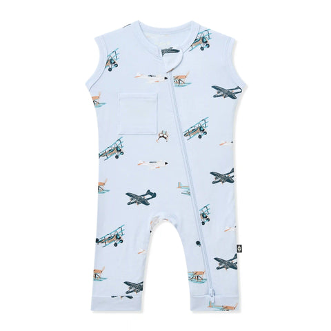 Zippered Sleeveless Romper in Take Off