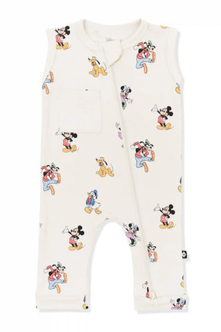 Zippered Sleeveless Romper in Mickey Mouse and Friends