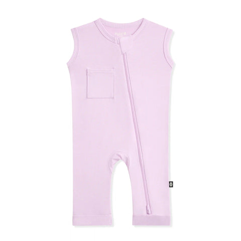 Zippered Sleeveless Romper in Thistle