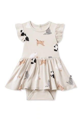 Twirl Bodysuit Dress in Fluffy Cat