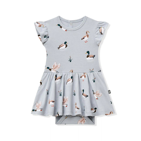 Twirl Bodysuit Dress in Mallard Duck
