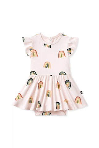Twirl Bodysuit Dress in Retro Rainbow