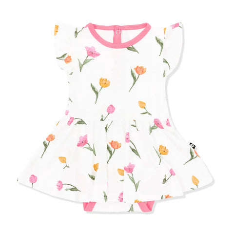 Twirl Bodysuit Dress in Tulip