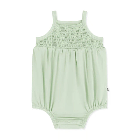 Smocked Bubble Romper in Basil