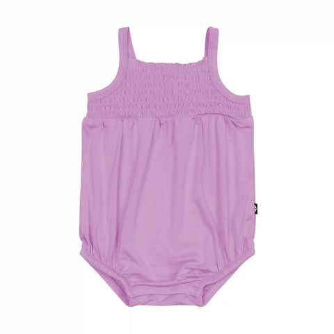 Smocked Bubble Romper in Poi