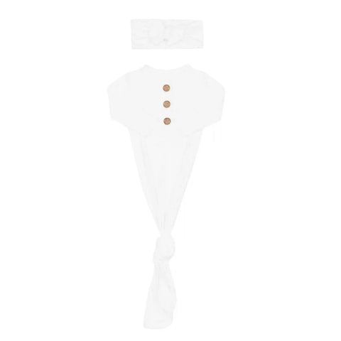 Knotted Gown with Bow Set in Cloud