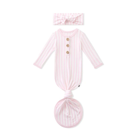 Knotted Gown with Bow Set in Small Sakura Stripe