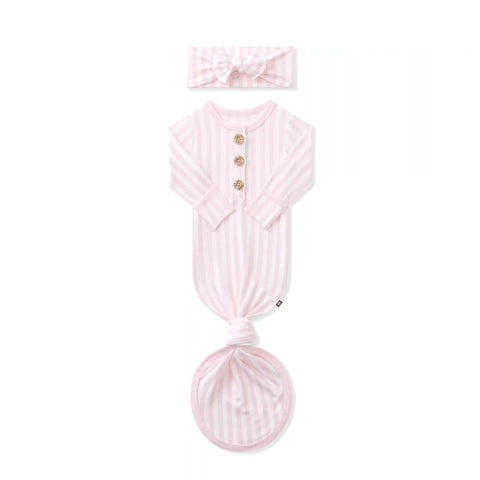 Knotted Gown with Bow Set in Small Sakura Stripe