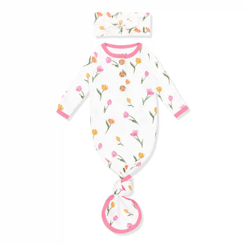 Knotted Gown with Bow Set in Tulip