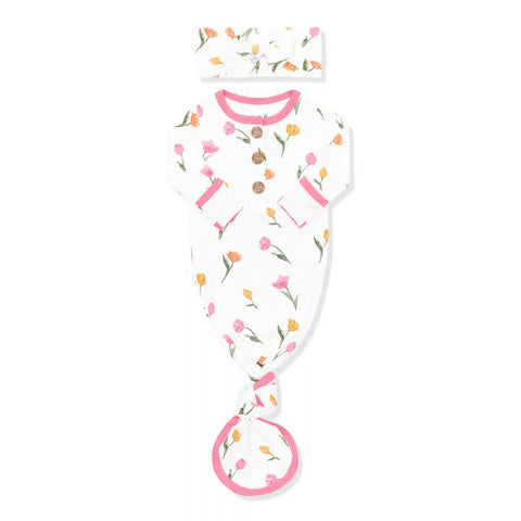 Knotted Gown with Bow Set in Tulip