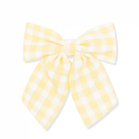 Large Alligator Clip Bow in Gingham Chamomile