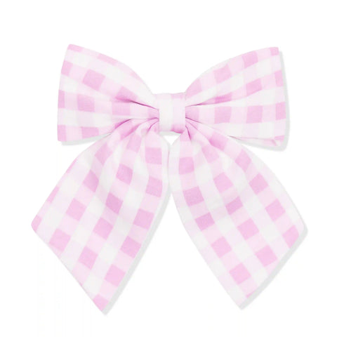 Large Alligator Clip Bow in Gingham Thistle