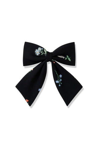 Large Alligator Clip Bow in Midnight Wildflower