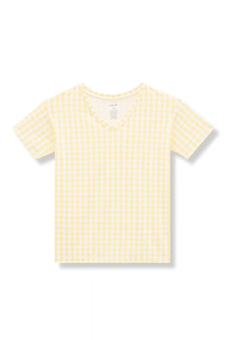 Women's Oversized V-Neck Tee in Gingham Chamomile