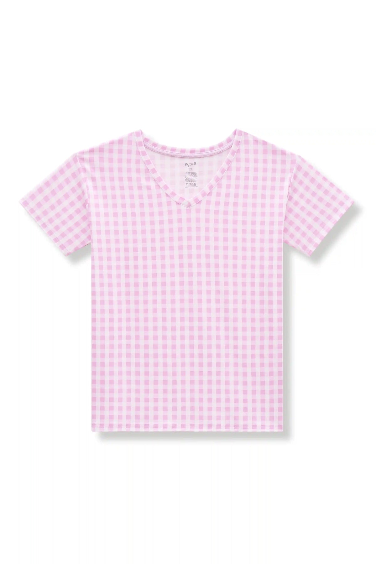 Women's Oversized V-Neck Tee in Gingham Thistle
