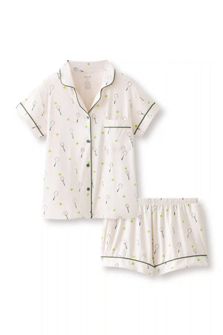 Women's Short Sleeve Pajama Set in Tennis