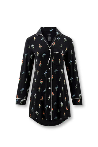 Long Sleeve Women’s Nightshirt in Midnight Wildflower