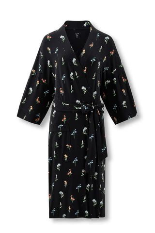 Women’s Kimono Robe in Midnight Wildflower