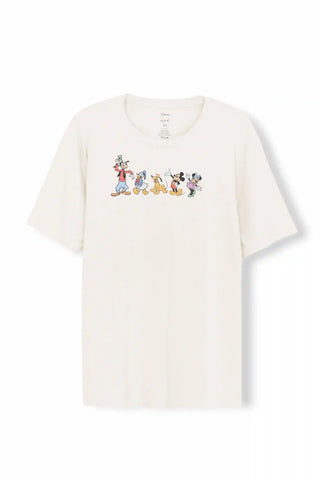 Men's Crew Neck Tee in Mickey and Friends on Ecru