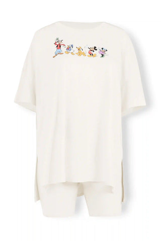 Women’s Biker Short Set in Mickey and Friends on Ecru