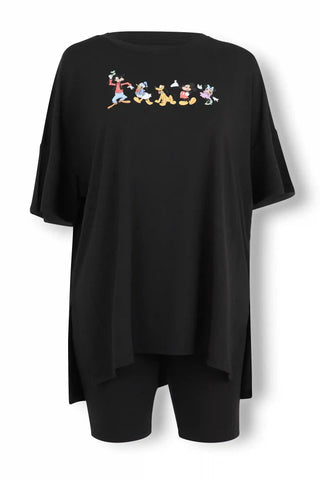 Women’s Biker Short Set in Mickey and Friends on Midnight