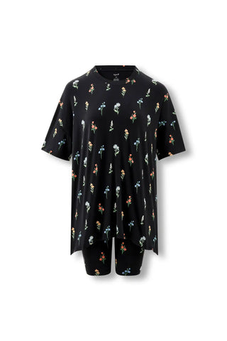 Women’s Biker Short Set in Midnight Wildflower