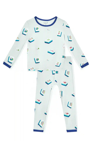 Long Sleeve Pajamas in Dew Mahjong