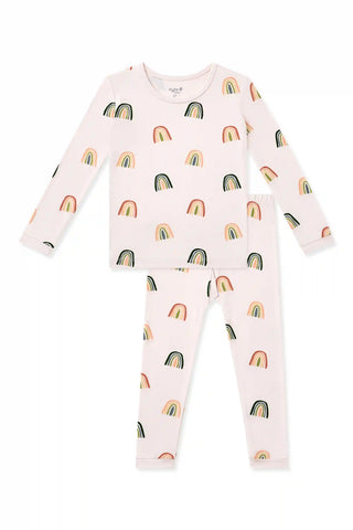 Long Sleeve Pajamas in Retro Rainbow