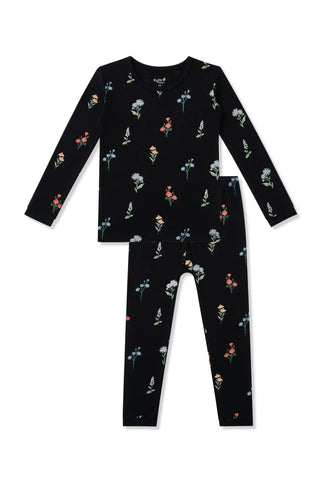 Long Sleeve Pajamas in Midnight Wildflower