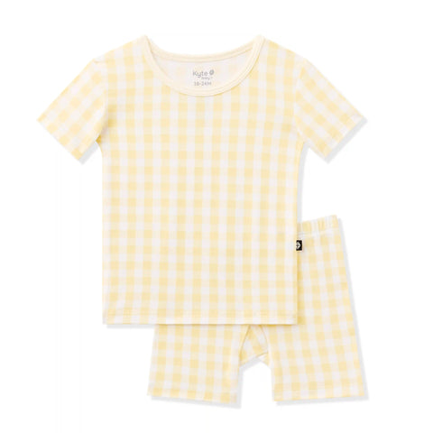 Short Sleeve Pajamas in Gingham Chamomile