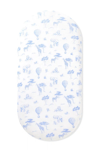 Oval Bassinet Sheet in Toile Safari