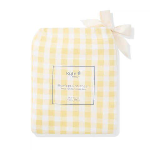 Crib Sheet in Gingham Chamomile