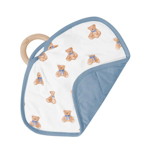 Lovey in Teddy Bear with Removable Wooden Teething Ring