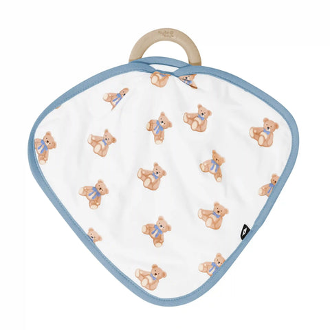 Lovey in Teddy Bear with Removable Wooden Teething Ring