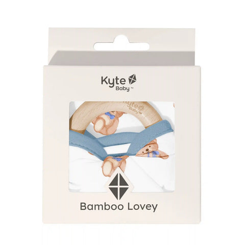 Lovey in Teddy Bear with Removable Wooden Teething Ring