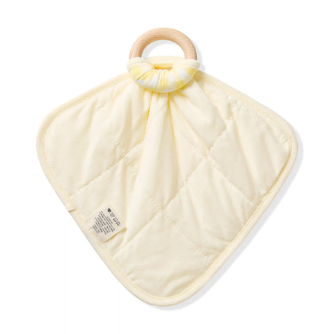 Lovey in Gingham Chamomile with Removable Wooden Teething Ring
