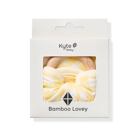 Lovey in Gingham Chamomile with Removable Wooden Teething Ring