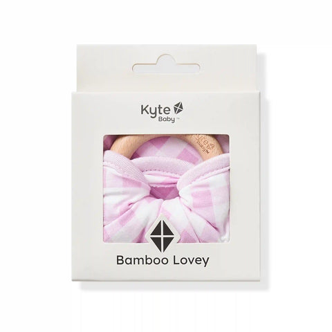 Lovey in Gingham Thistle with Removable Wooden Teething Ring