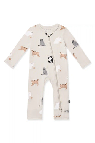 Zippered Romper in Fluffy Cat