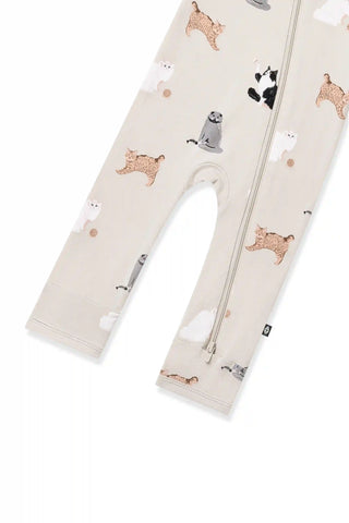Zippered Romper in Fluffy Cat