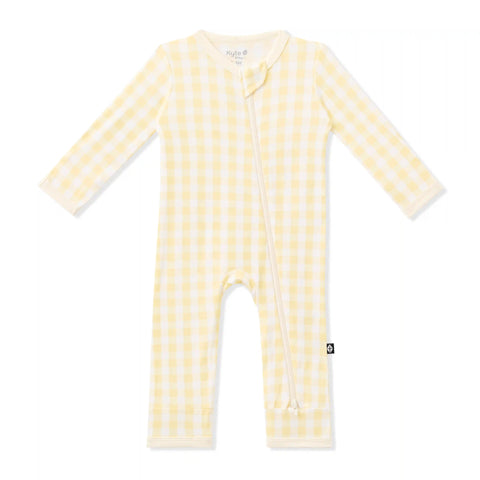 Zippered Romper in Gingham Chamomile