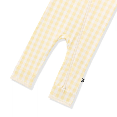 Zippered Romper in Gingham Chamomile