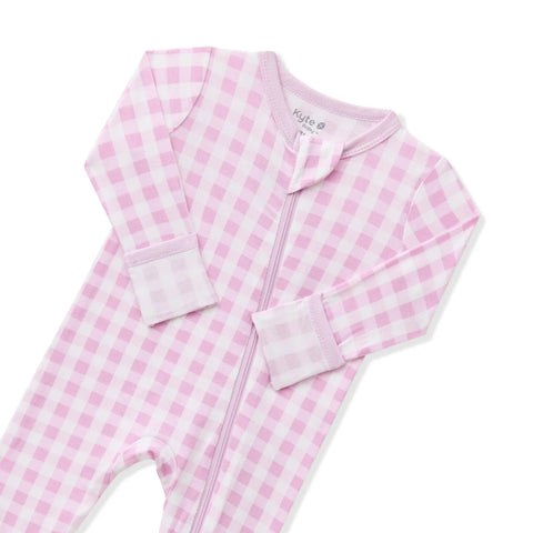 Zippered Romper in Gingham Thistle