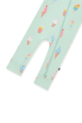 Zippered Romper in Mint Ice Cream