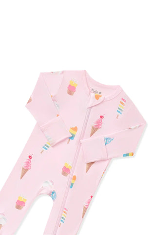 Zippered Romper in Sakura Ice Cream