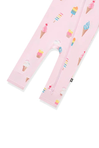 Zippered Romper in Sakura Ice Cream